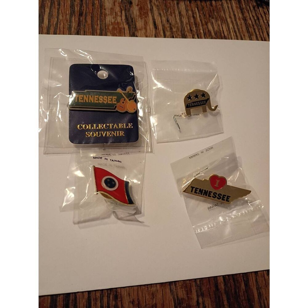Tennessee State Pin Lot Enamel Hat Lapel Pins Souvenir Set 4pc NEW